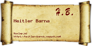 Heitler Barna névjegykártya